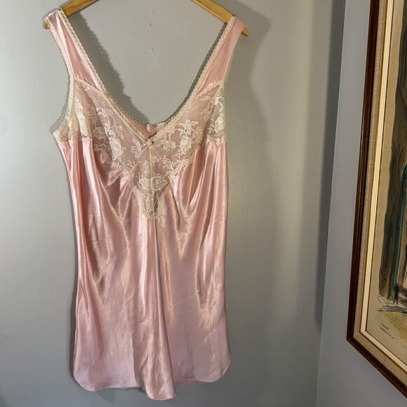 California Dynasty Pink Satin Slip Dress Large | Coquette Angelcore Pinup - Picture 2 of 7